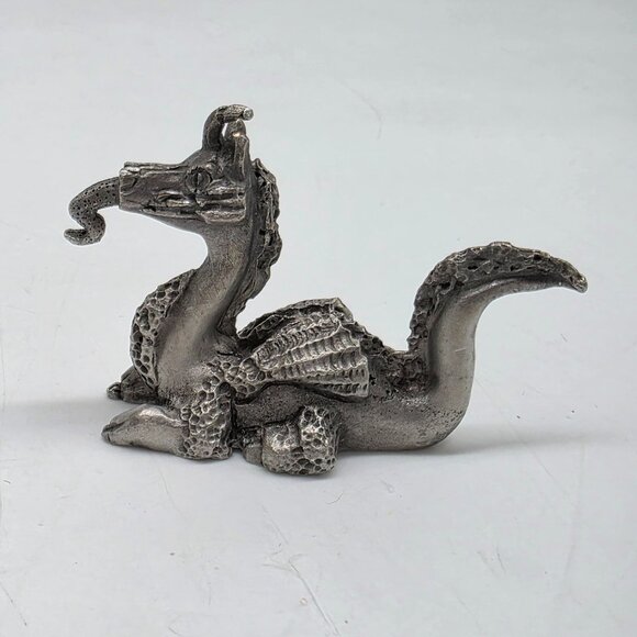 Vintage 1981 Spoontiques Pewter Dragon Figurine Intricate Detailing Textured 1.5 - Picture 4 of 8